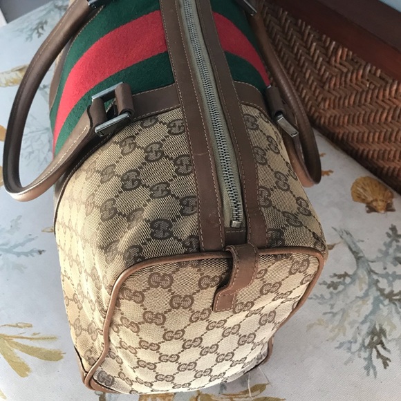 GUCCI Web Sherry Line Limited Edition Boston Bag Canvas w/Leather handles - Picture 5 of 16
